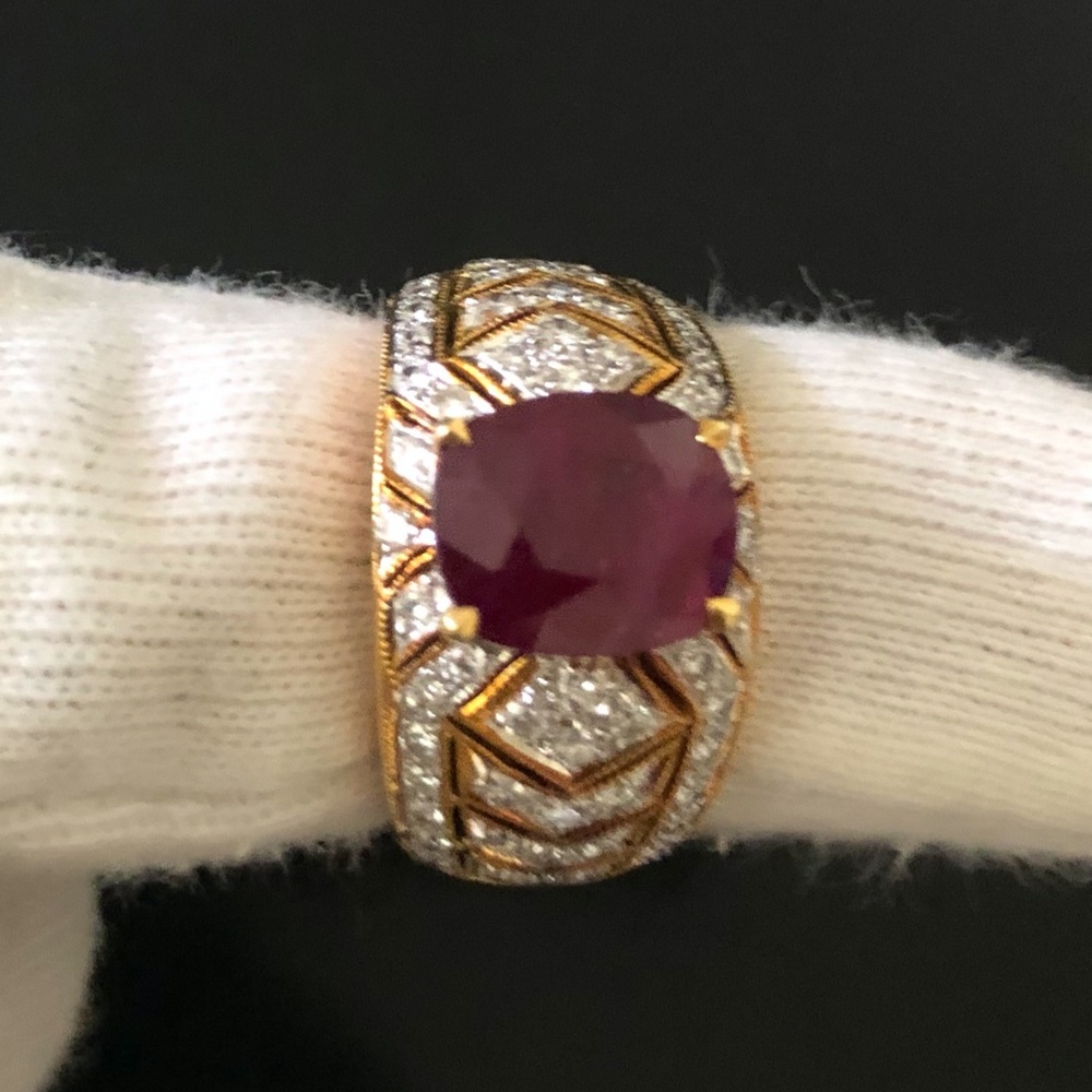 Ruby Ring With Encrusted Diamonds - image 5